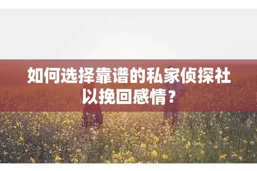 如何选择靠谱的私家侦探社以挽回感情？