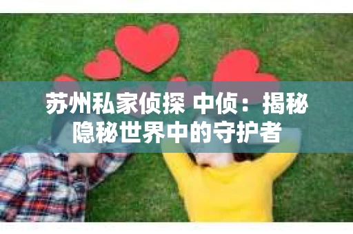 苏州私家侦探 中侦：揭秘隐秘世界中的守护者